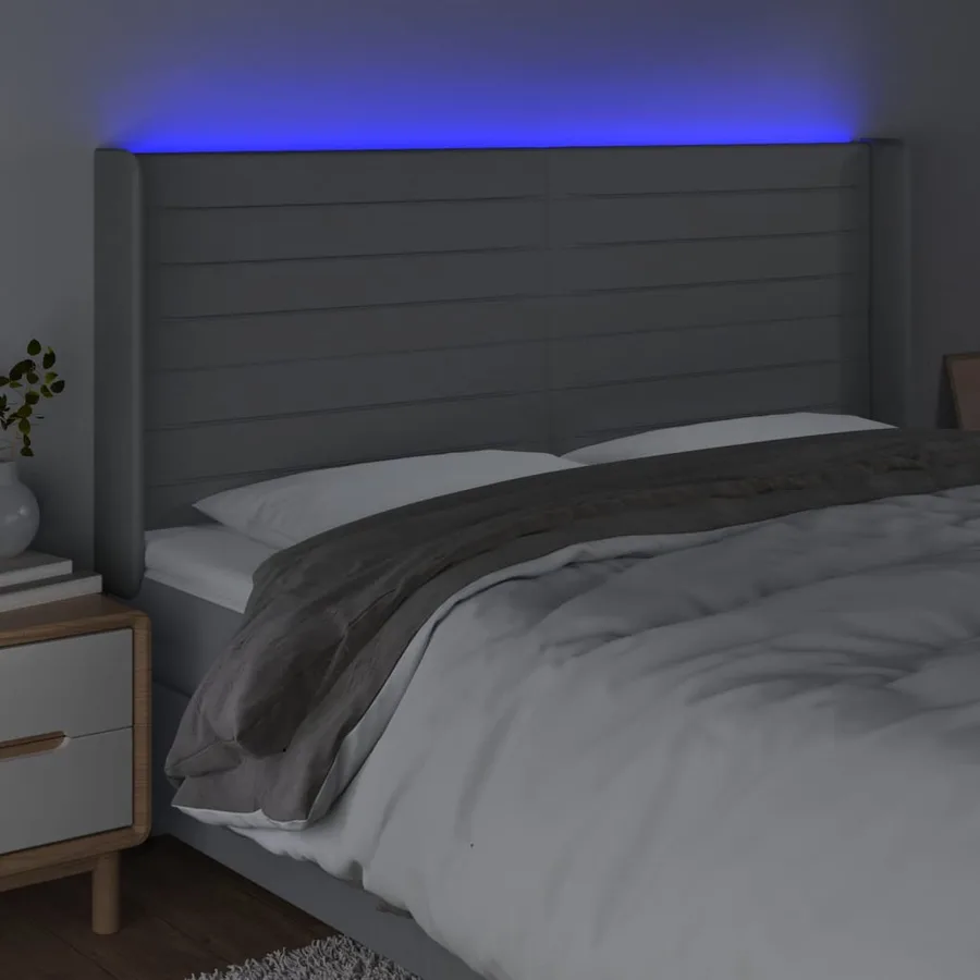 Tête de lit à LED Gris clair 183x16x118/128 cm Tissu - 4