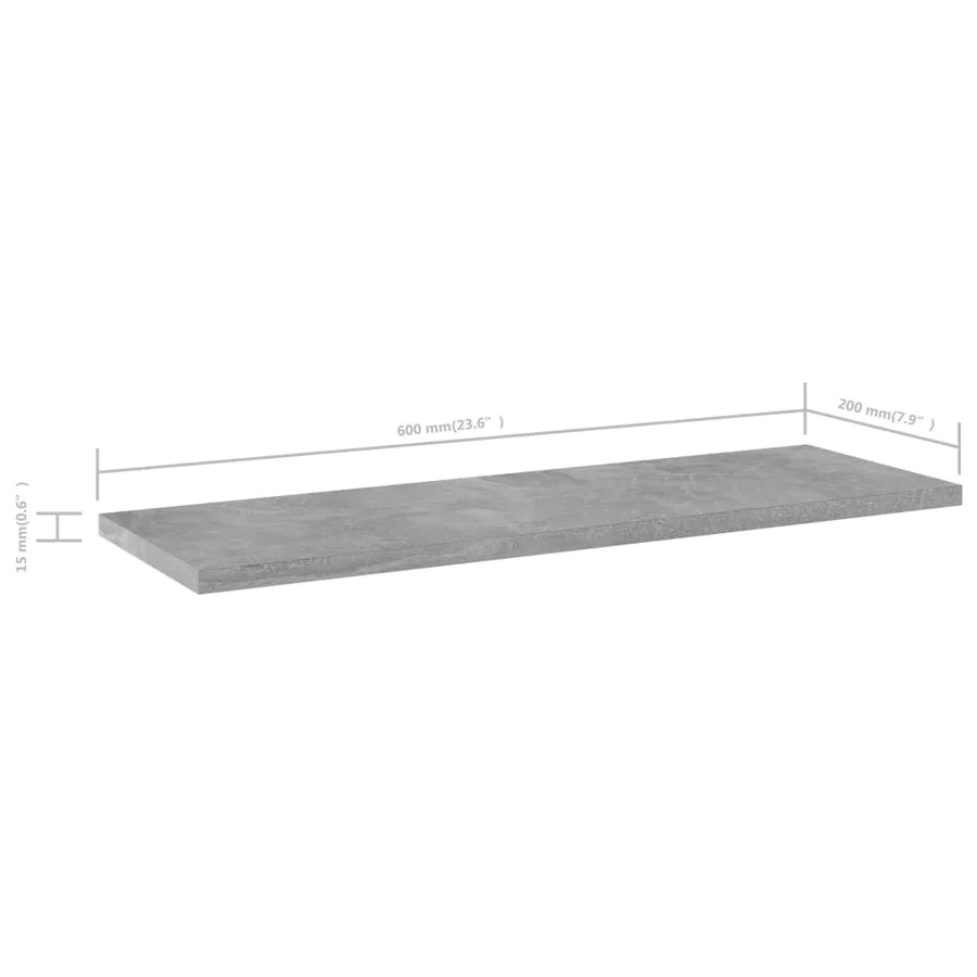 Panneaux de bibliothèque 4 pcs Gris béton 60x20x1,5cm Aggloméré - 5