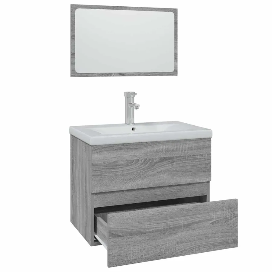 Meubles de salle de bain Sonoma gris Bois d'ingénierie - 3