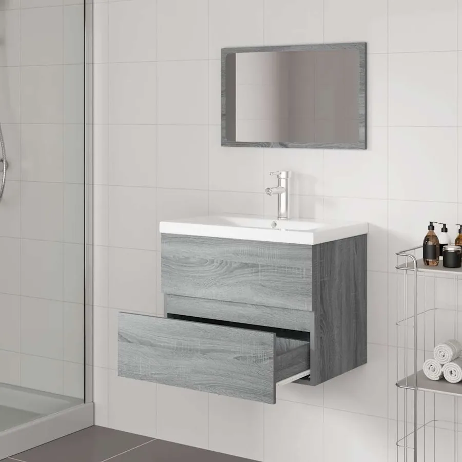 Meubles de salle de bain Sonoma gris Bois d'ingénierie - 4