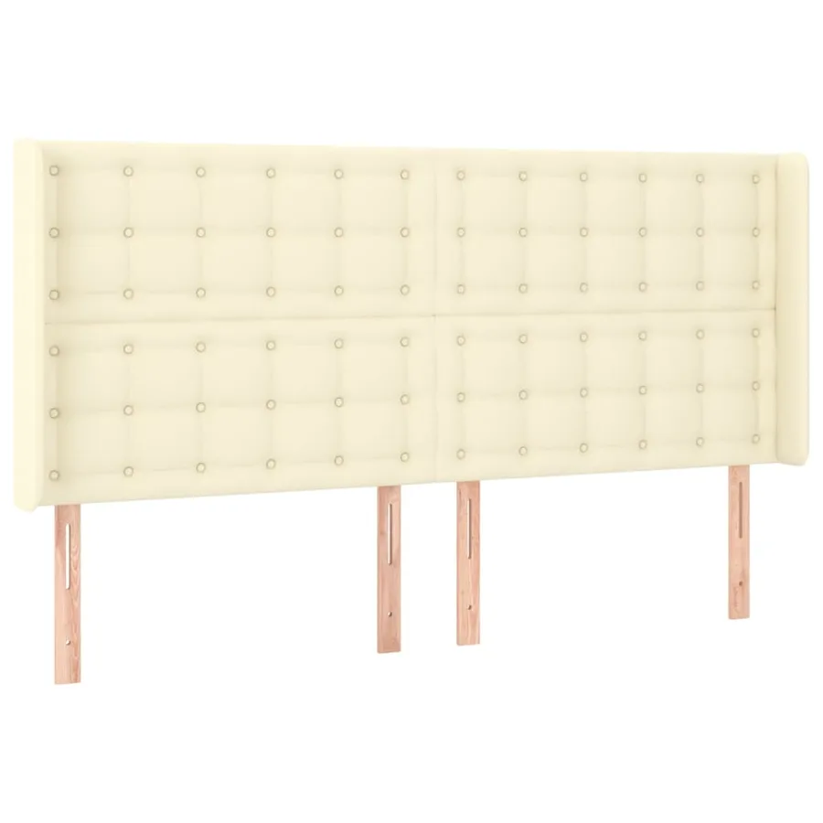 Tête de lit avec oreilles Crème 163x16x118/128 cm Similicuir - 2