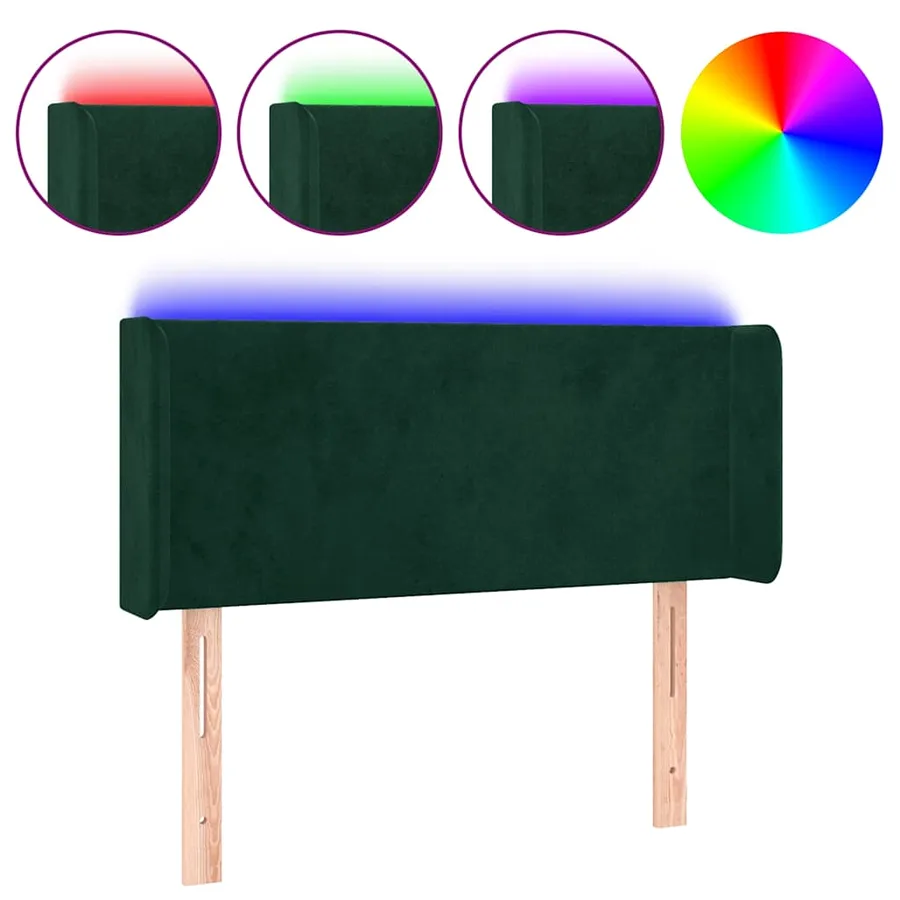 Tête de lit à LED Vert foncé 103x16x78/88 cm Velours - 2