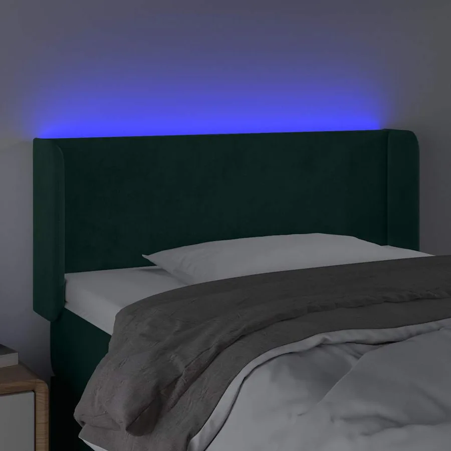 Tête de lit à LED Vert foncé 103x16x78/88 cm Velours - 4