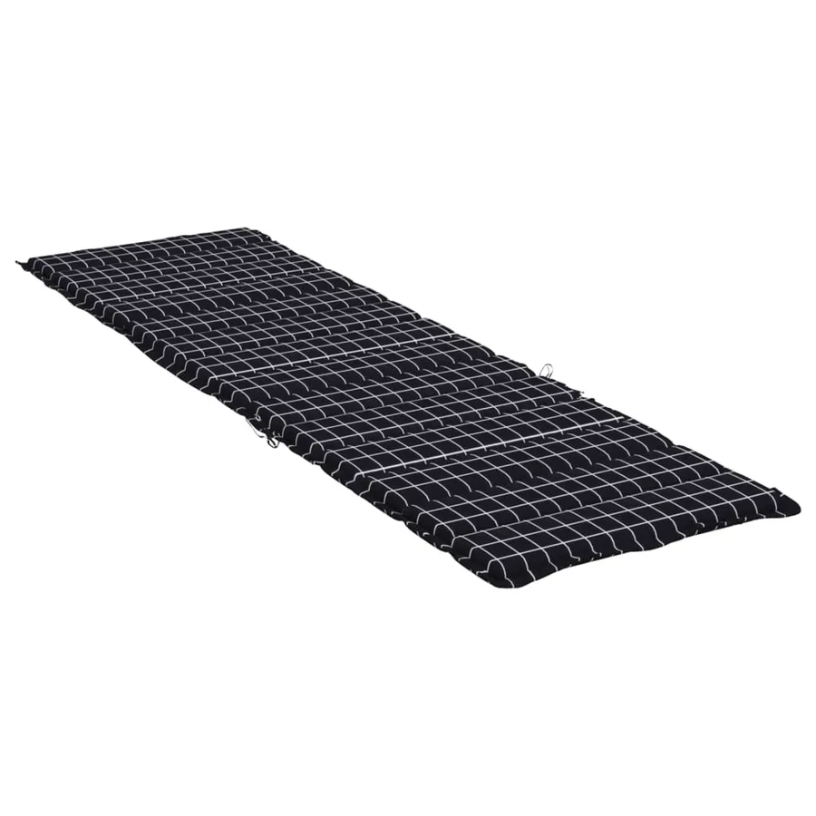 Coussin de chaise longue motif à carreaux noir tissu oxford - 4