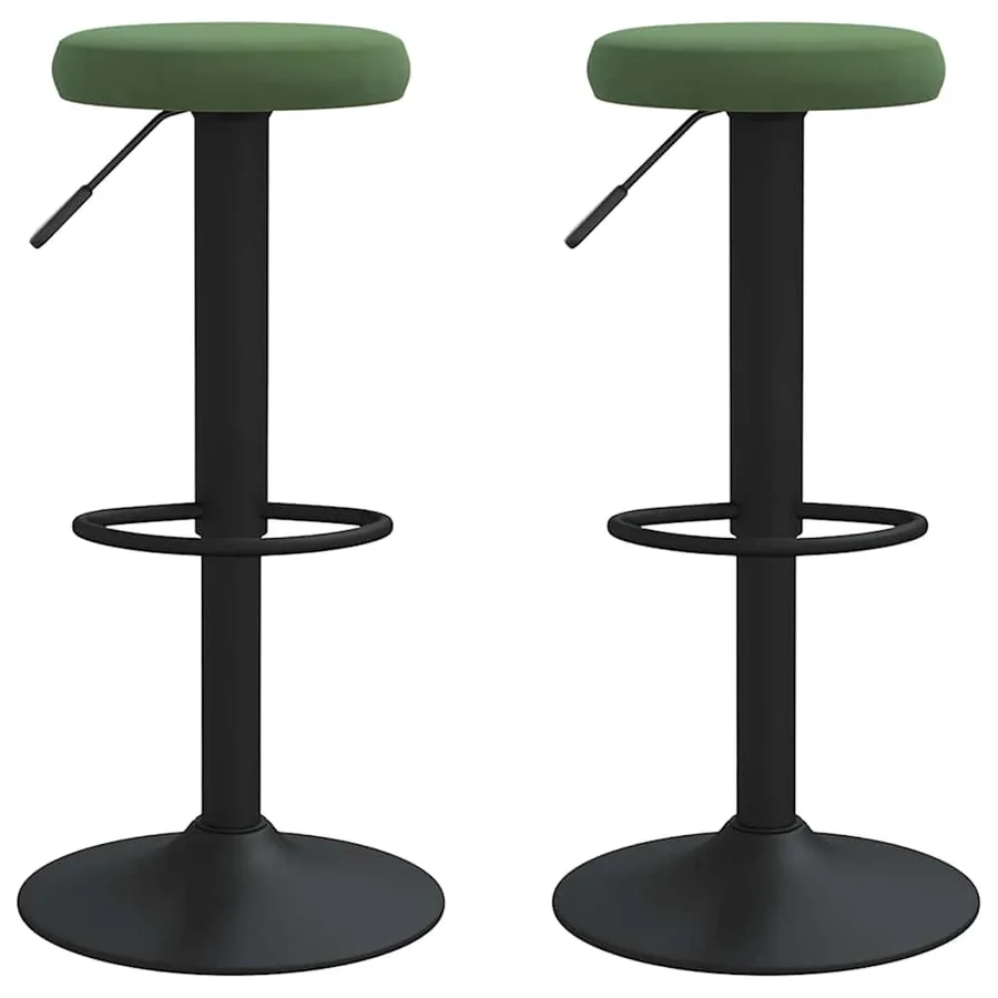 Tabourets de bar lot de 2 vert foncé velours - 2