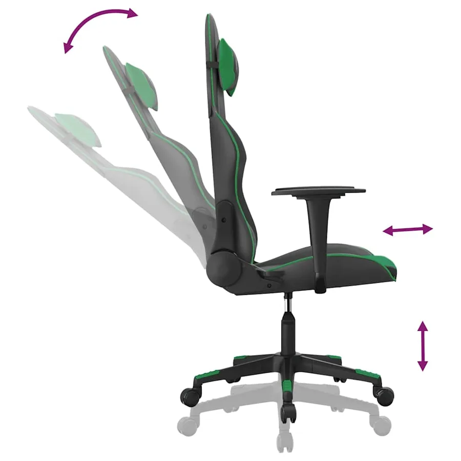 Chaise de jeu Noir et vert Similicuir - 6