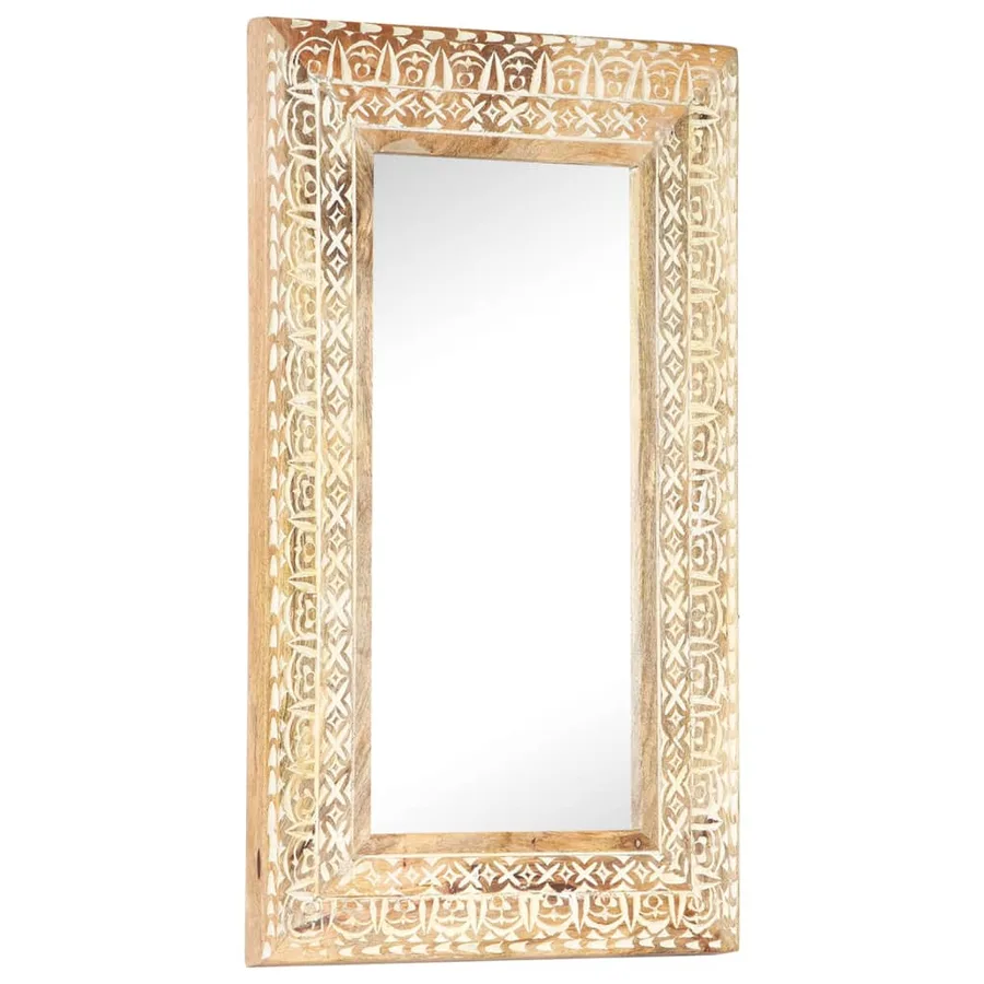 Miroir sculpté à la main 80x50x2,6 cm Bois de manguier solide - 8