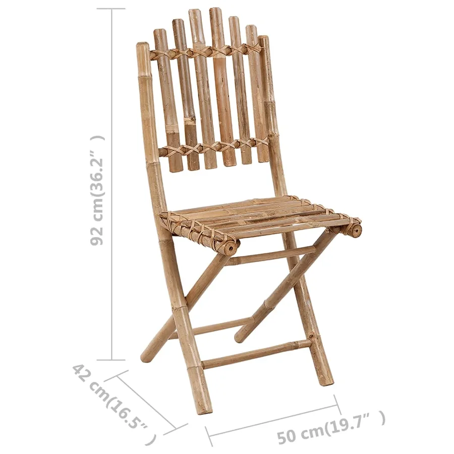 Chaises pliables de jardin lot de 2 avec coussins Bambou - 12