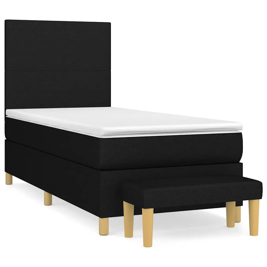 Sommier à lattes de lit et matelas Noir 80x200 cm Tissu - 2