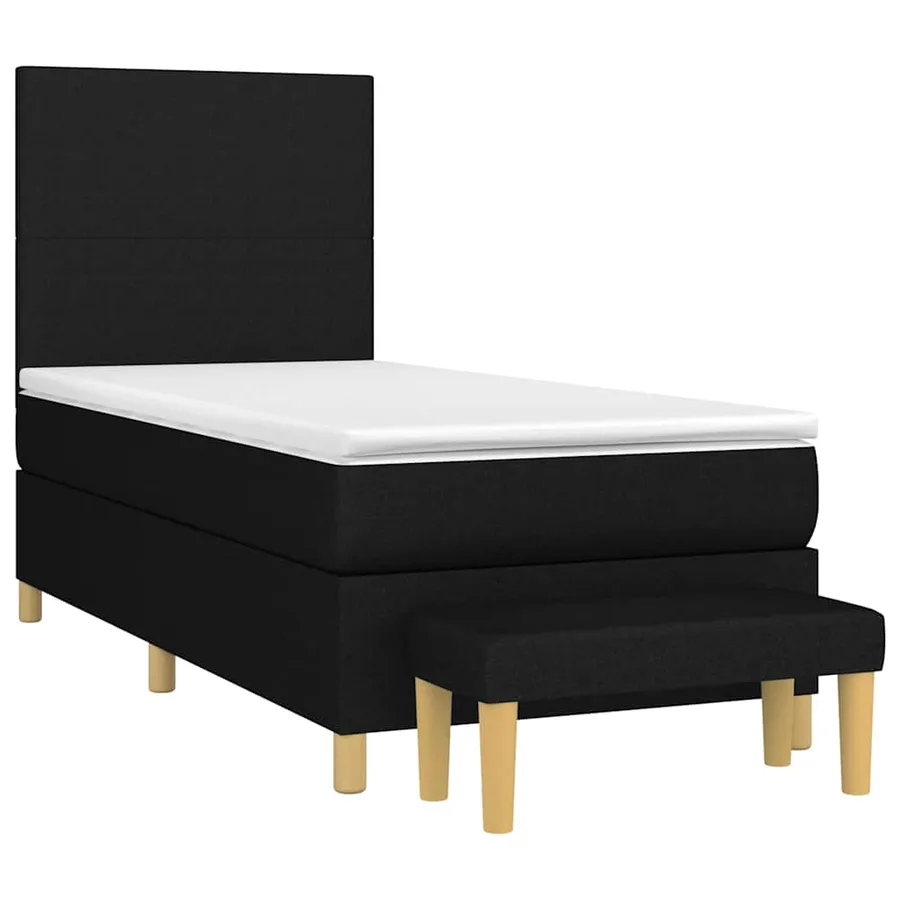 Sommier à lattes de lit et matelas Noir 80x200 cm Tissu - 3