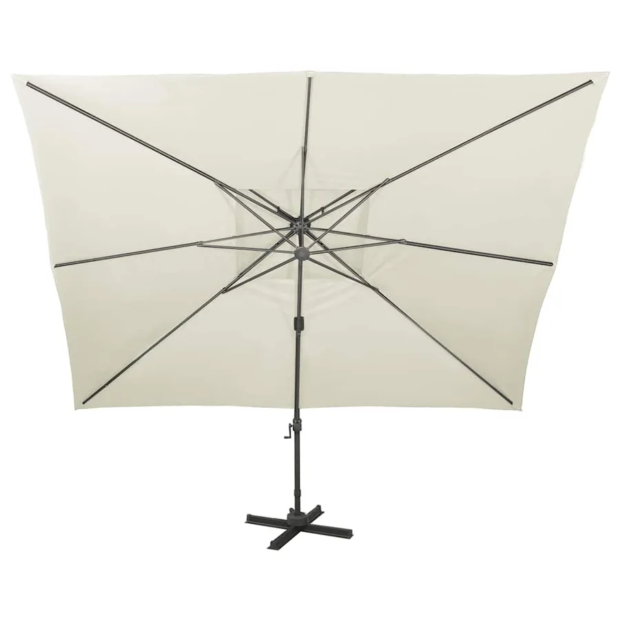 Parasol de jardin déporté avec double plateau sable 400 x 300 cm - 3