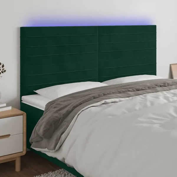 Tête de lit à LED Vert foncé 160x5x118/128 cm Velours