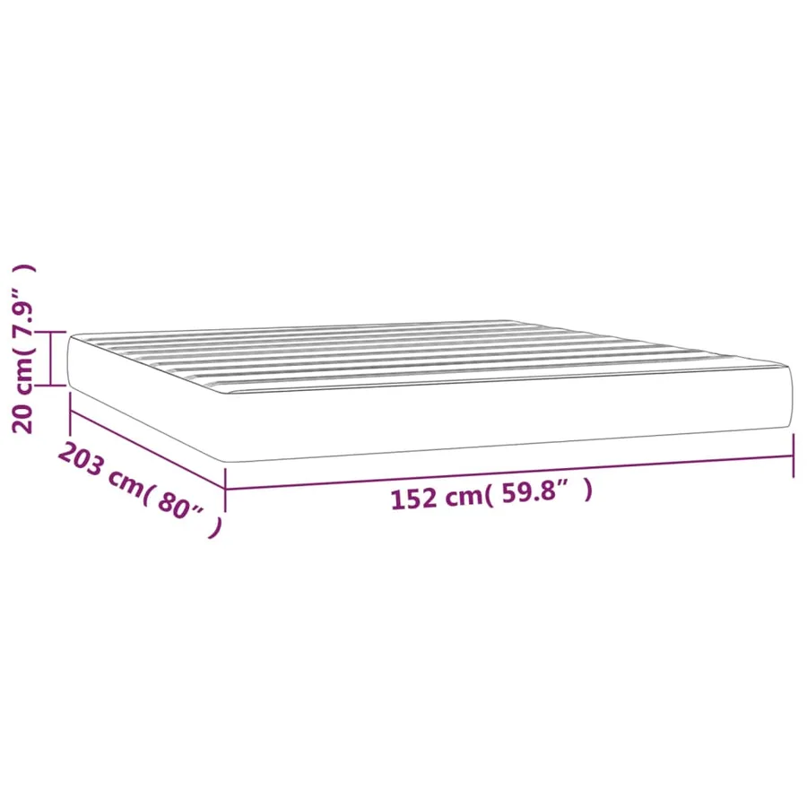 Matelas de lit à ressorts ensachés fermeté moyenne 152x203x20 cm velours - 7
