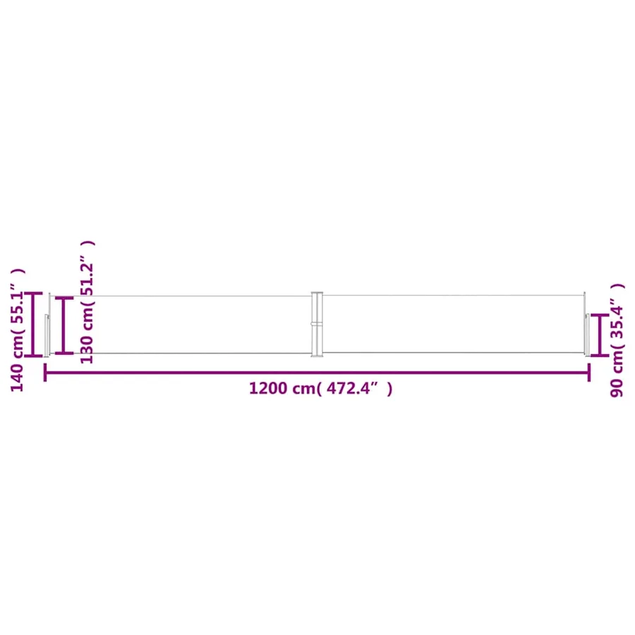 Auvent latéral rétractable de patio 140x1200 cm Crème - 12
