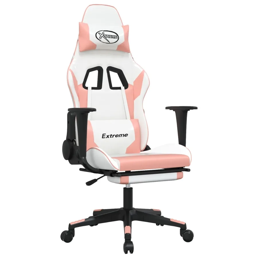 Chaise de jeu avec repose-pied Blanc et rose Similicuir - 2
