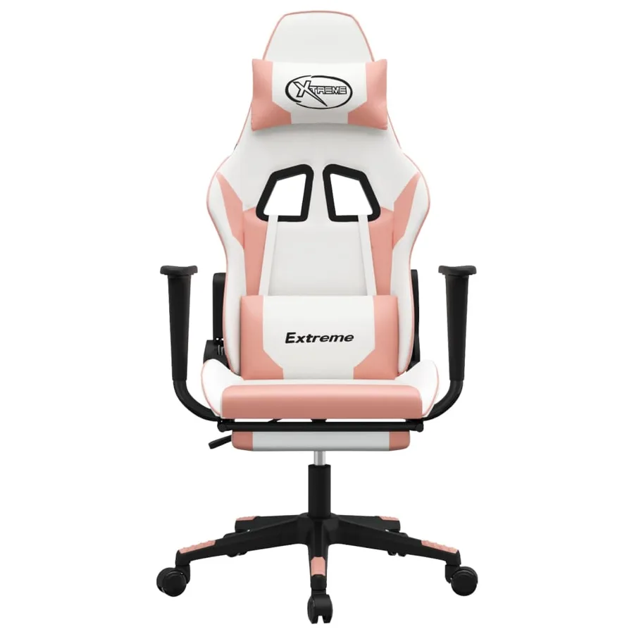 Chaise de jeu avec repose-pied Blanc et rose Similicuir - 3