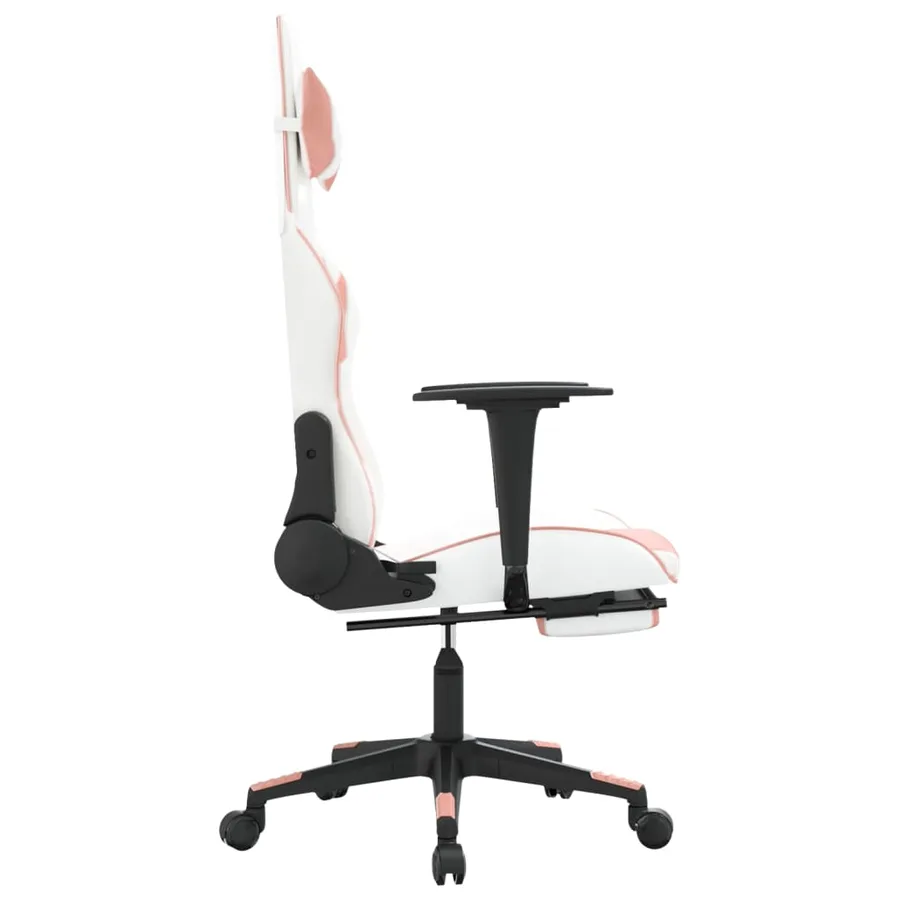 Chaise de jeu avec repose-pied Blanc et rose Similicuir - 4