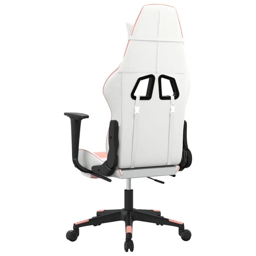 Chaise de jeu avec repose-pied Blanc et rose Similicuir - 5