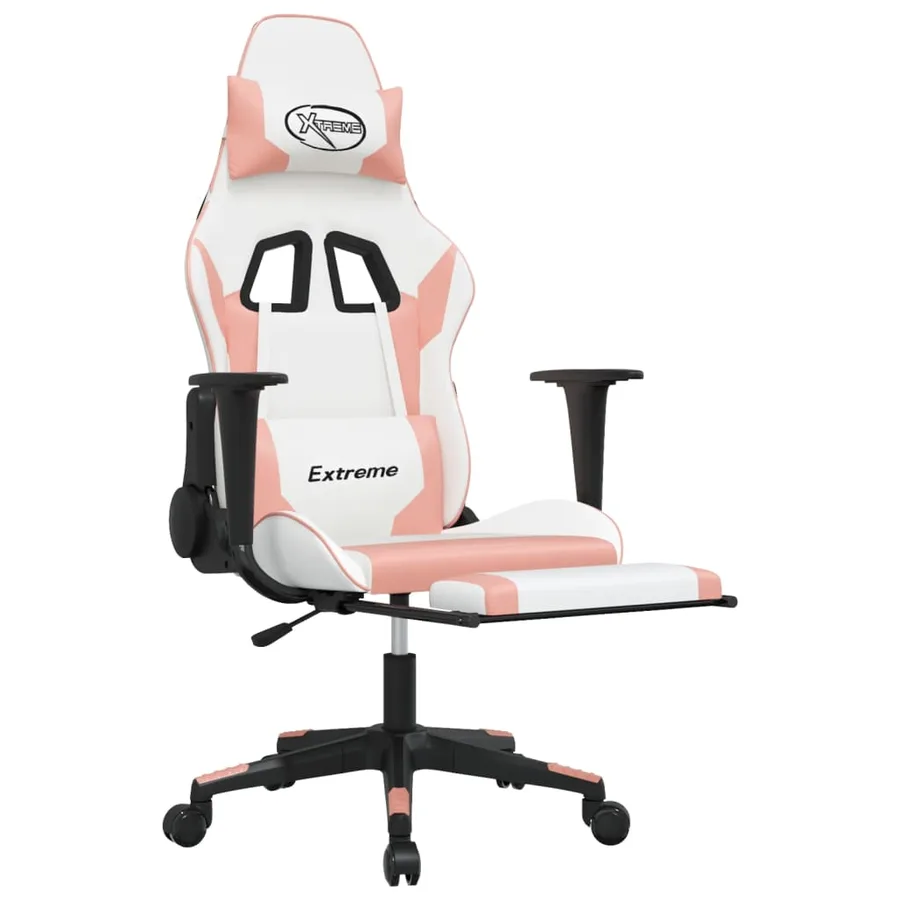 Chaise de jeu avec repose-pied Blanc et rose Similicuir - 6