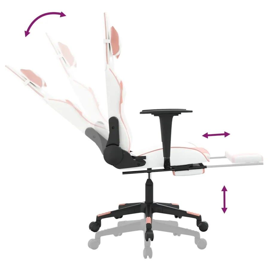 Chaise de jeu avec repose-pied Blanc et rose Similicuir - 7