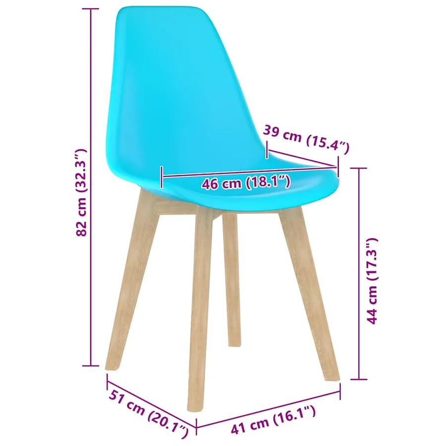 Chaises à manger lot de 6 bleu plastique - 7