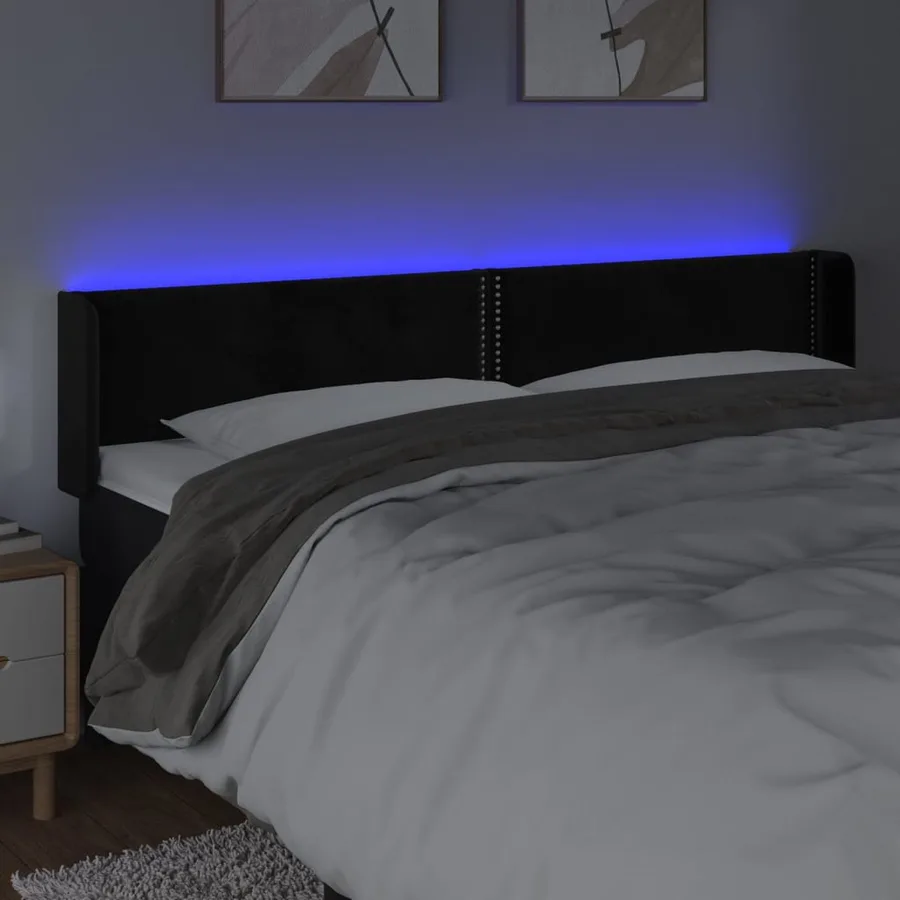 Tête de lit à LED Noir 163x16x78/88 cm Velours - 4