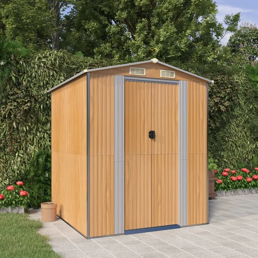 Abri de jardin Marron clair 192x191x223 cm Métal galvanisé