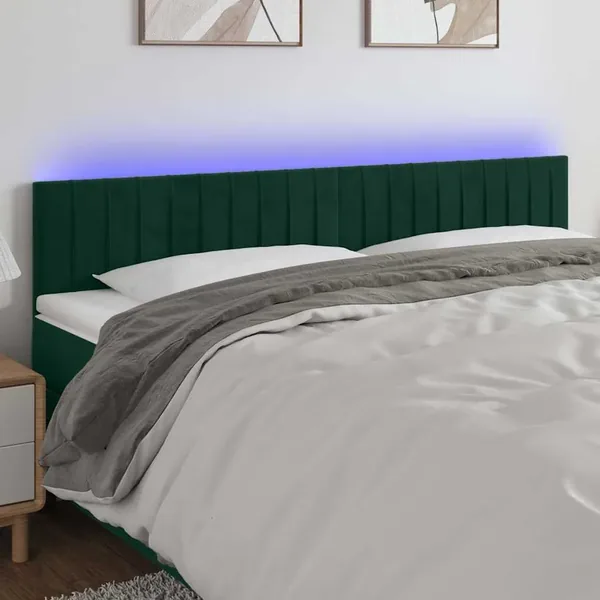 Tête de lit à LED Vert foncé 180x5x78/88 cm Velours