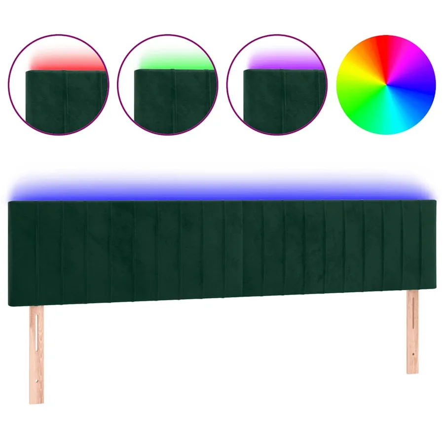 Tête de lit à LED Vert foncé 180x5x78/88 cm Velours - 2