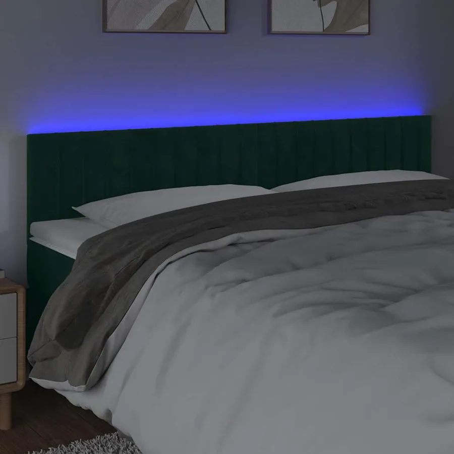 Tête de lit à LED Vert foncé 180x5x78/88 cm Velours - 3