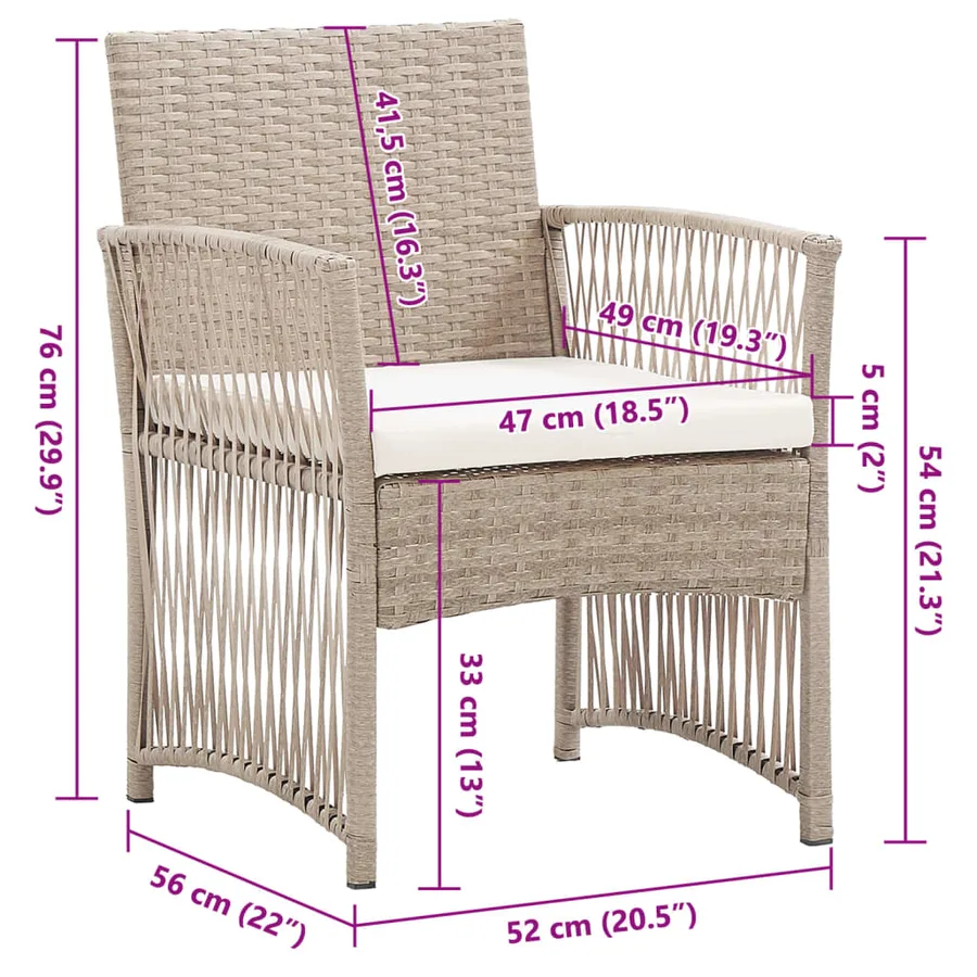 Fauteuils de jardin avec coussins 2 pcs Beige Résine tressée - 8