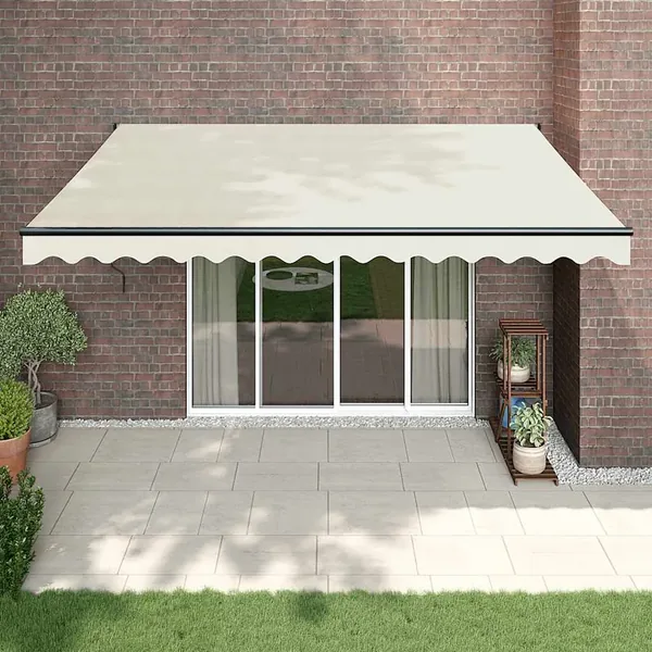 Auvent rétractable crème 4x3 m tissu et aluminium