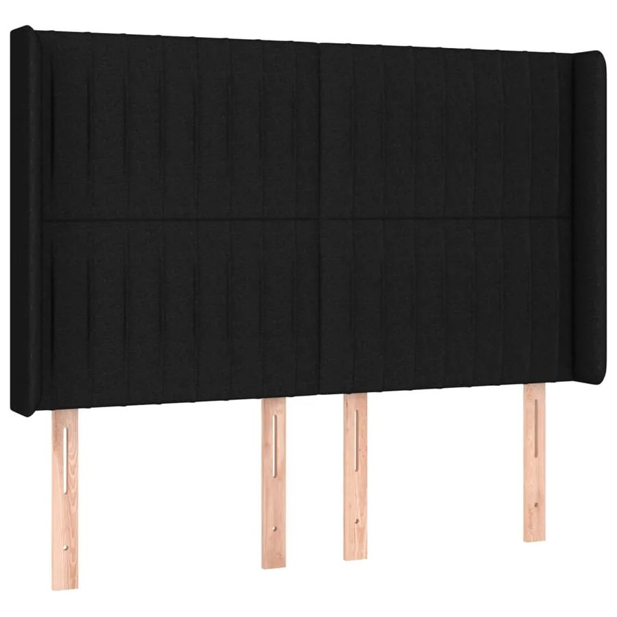 Tête de lit avec oreilles Noir 147x16x118/128 cm Tissu - 2