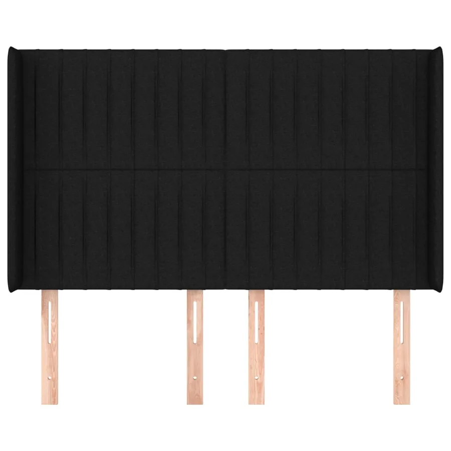 Tête de lit avec oreilles Noir 147x16x118/128 cm Tissu - 3