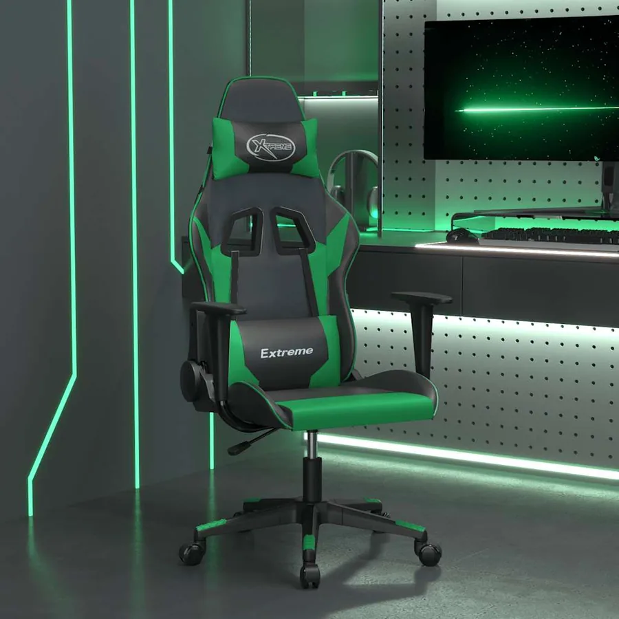 Chaise de jeu de massage Noir et vert Similicuir