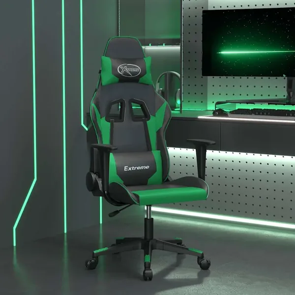Chaise de jeu de massage Noir et vert Similicuir