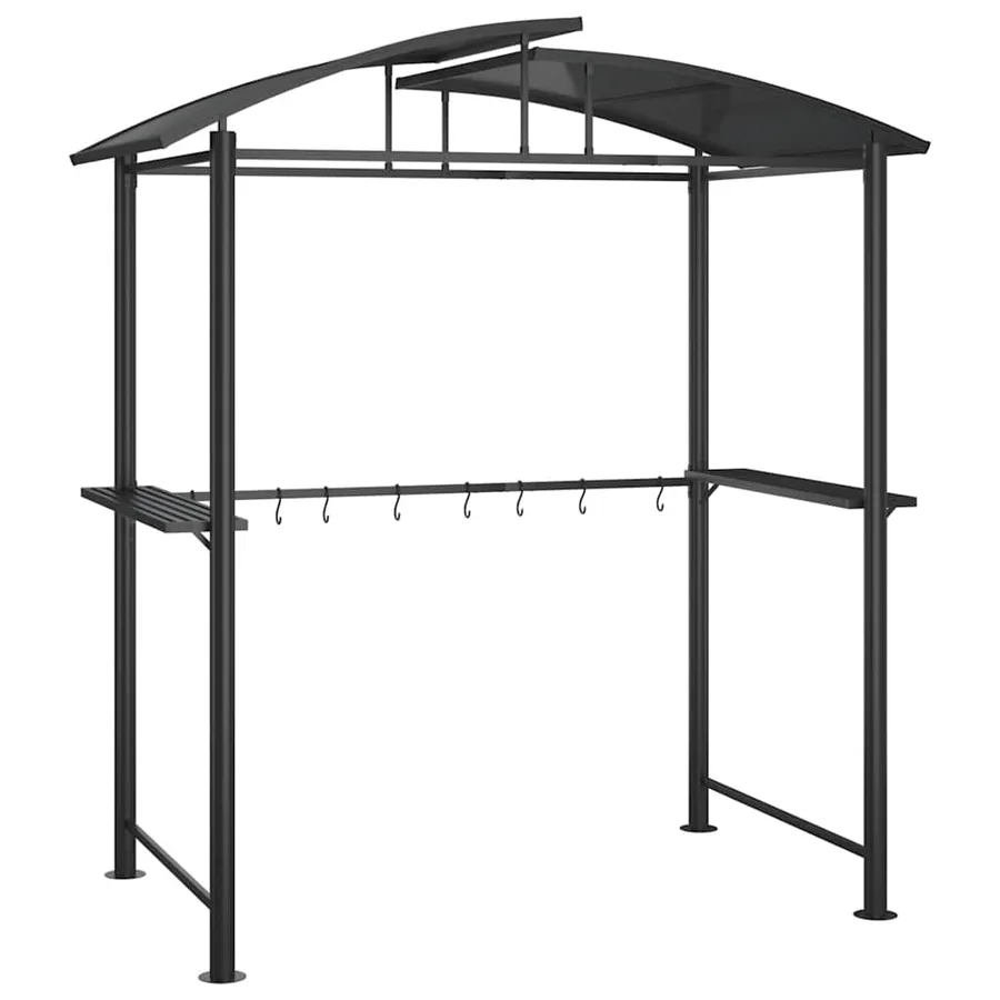 Gazebo BBQ et étagères latérales anthracite 210x114x230cm acier - 2