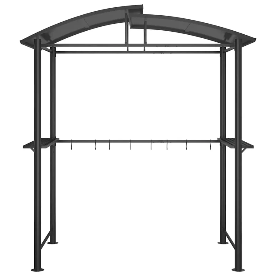 Gazebo BBQ et étagères latérales anthracite 210x114x230cm acier - 3