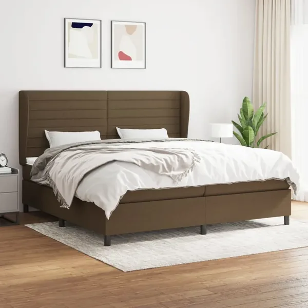 Sommier à lattes de lit avec matelas Marron foncé 200x200 cm