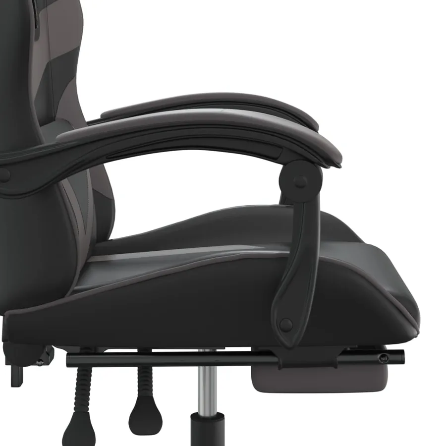Chaise de jeu avec repose-pied Noir et gris Similicuir - 10