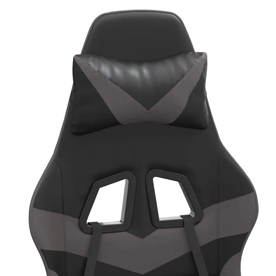 Chaise de jeu avec repose-pied Noir et gris Similicuir - 11