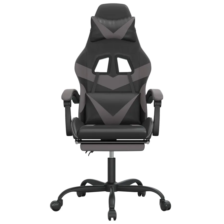 Chaise de jeu avec repose-pied Noir et gris Similicuir - 3