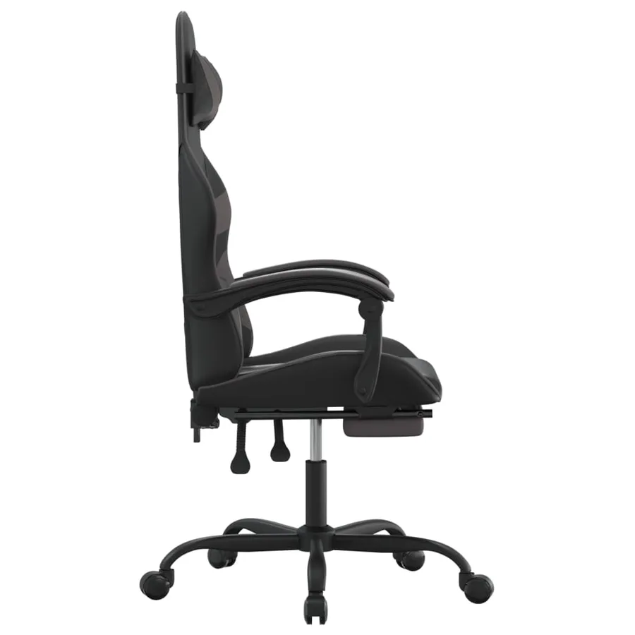 Chaise de jeu avec repose-pied Noir et gris Similicuir - 4