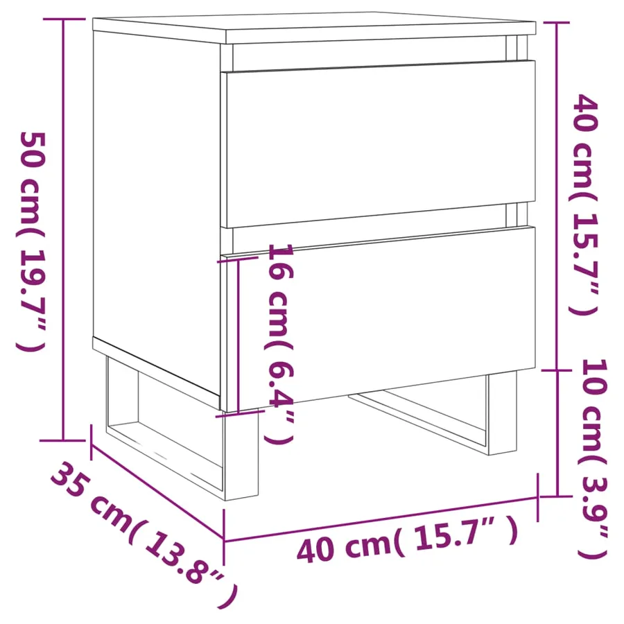 Table de chevet sonoma gris 40x35x50 cm bois d’ingénierie - 11