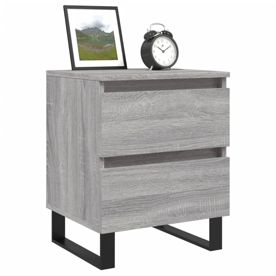 Table de chevet sonoma gris 40x35x50 cm bois d’ingénierie - 3