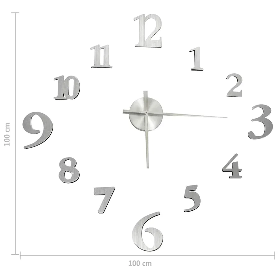 Horloge murale 3D Design moderne Argenté 100 cm XXL - 5