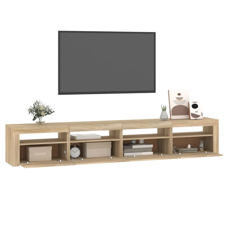Meuble TV avec lumières LED Chêne sonoma 240x35x40 cm - 11