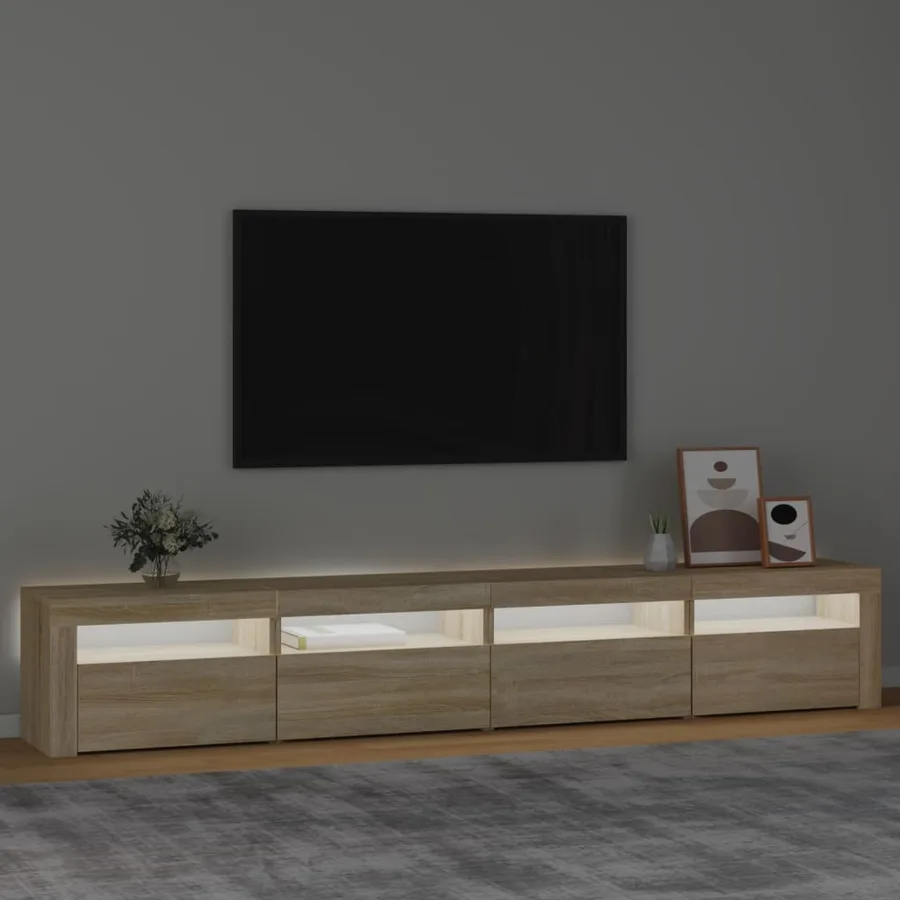 Meuble TV avec lumières LED Chêne sonoma 240x35x40 cm - 3