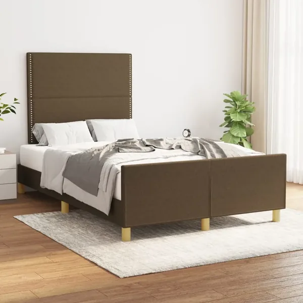 Cadre de lit sans matelas marron foncé 120x200 cm tissu