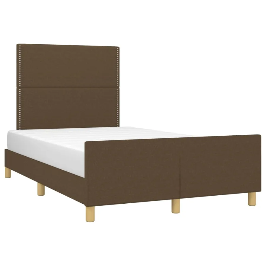 Cadre de lit sans matelas marron foncé 120x200 cm tissu - 3